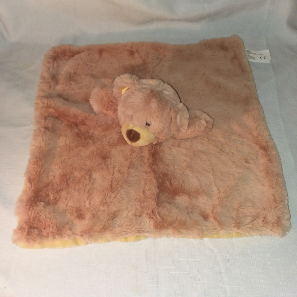 Kellytoy Teddy Bear Plush Lovey Security Blanket with Rattle 2020 14" Brown Tan